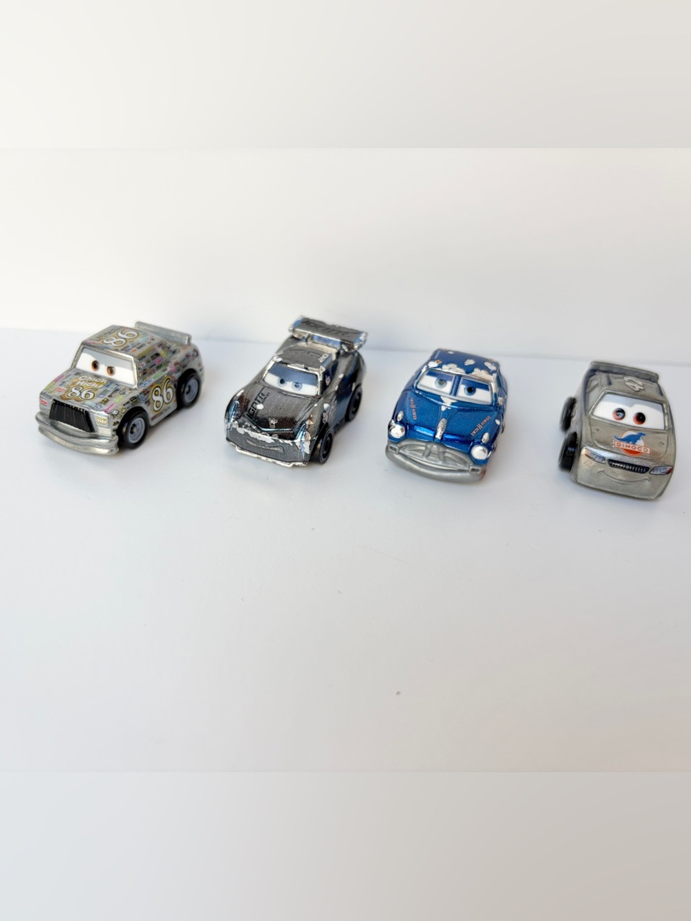 Cars Mini Racers Shiny Metallic Lot 4 Disney Pixar Doc Chick Hicks Jackson Storm